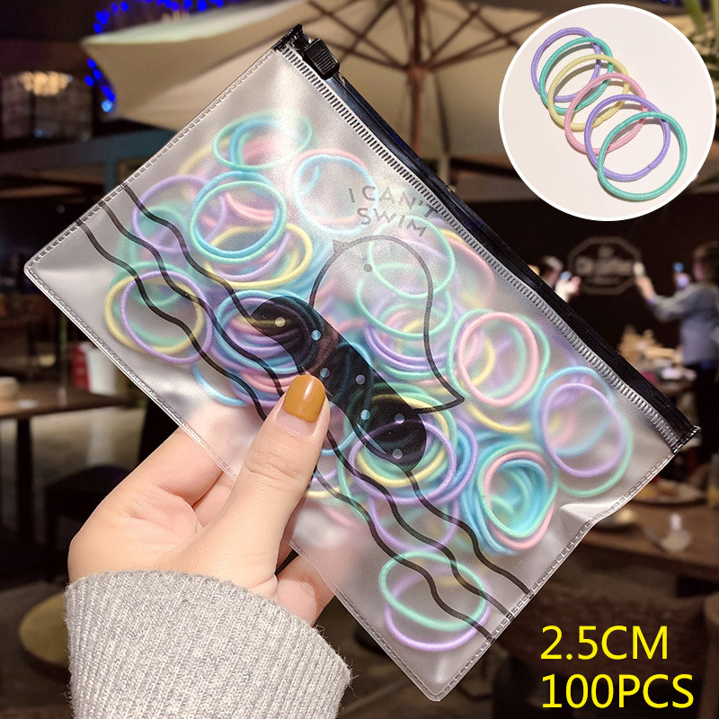 100kom/vreći Gumice za djevojčice Elastična gumica za kosu Držač za rep Dodaci za kosu Ženska kravata Obruč za kosu Uže Pokrivala za glavu Trake