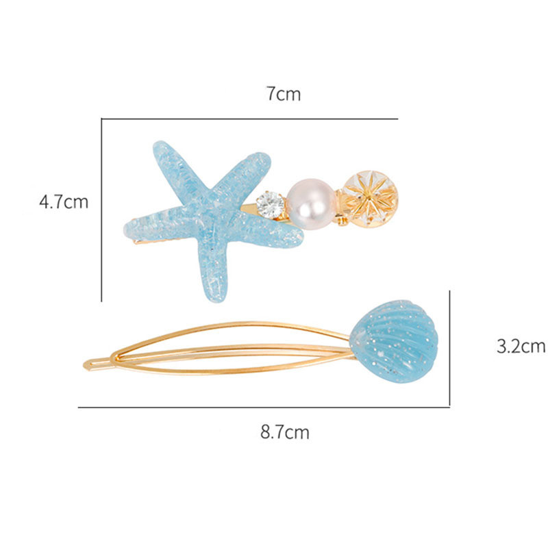 2db/szett Starfish Hajcsat Arany Gyöngy Hajtűk Csípek Barrette Cute Clips Fejdísz tűk Hajfogantyúk Hajkiegészítők Női