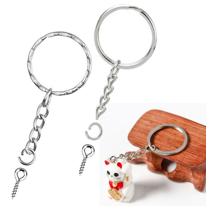 50 buc. Breloc cu șurub pentru ochi, cu prelungitor de lanț cu inel de salt deschis, ace pentru ochi, breloc divizat, descoperiri pentru realizarea de bijuterii