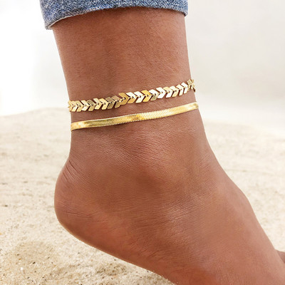Anti Allergy Stainless Steel Women Snake Chain Anklets, Summer Ocean Beach Ankle Foot Leg Bracelet, Mother Daughter Gift Jewelry
