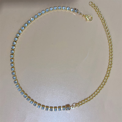 2023 noua moda de culoare argintie elastica 1 randuri bratara glezna lant glezna strasuri bijuterii pentru picioare cristal sandale accesorii