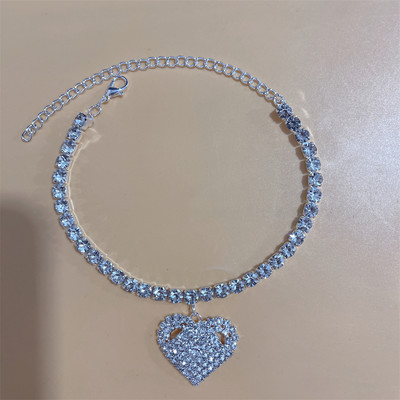 2023 noua moda de culoare argintie elastica 1 randuri bratara glezna lant glezna strasuri bijuterii pentru picioare cristal sandale accesorii