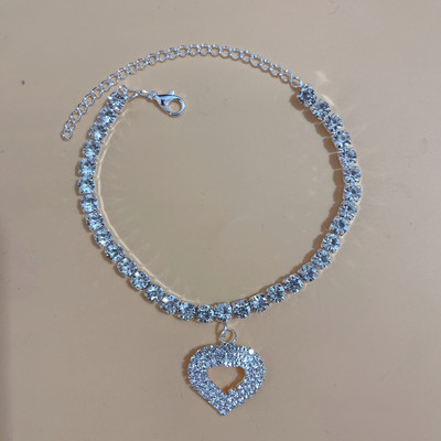 2023 noua moda de culoare argintie elastica 1 randuri bratara glezna lant glezna strasuri bijuterii pentru picioare cristal sandale accesorii