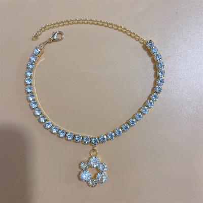 2023 noua moda de culoare argintie elastica 1 randuri bratara glezna lant glezna strasuri bijuterii pentru picioare cristal sandale accesorii