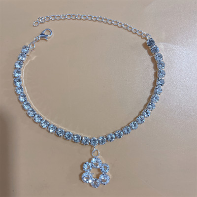 2023 noua moda de culoare argintie elastica 1 randuri bratara glezna lant glezna strasuri bijuterii pentru picioare cristal sandale accesorii