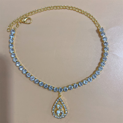 2023 noua moda de culoare argintie elastica 1 randuri bratara glezna lant glezna strasuri bijuterii pentru picioare cristal sandale accesorii