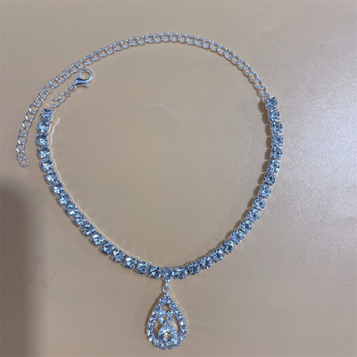 2023 noua moda de culoare argintie elastica 1 randuri bratara glezna lant glezna strasuri bijuterii pentru picioare cristal sandale accesorii