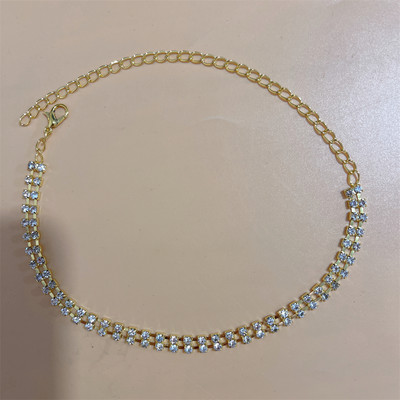 2023 noua moda de culoare argintie elastica 1 randuri bratara glezna lant glezna strasuri bijuterii pentru picioare cristal sandale accesorii