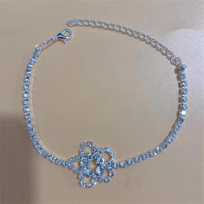 2023 noua moda de culoare argintie elastica 1 randuri bratara glezna lant glezna strasuri bijuterii pentru picioare cristal sandale accesorii