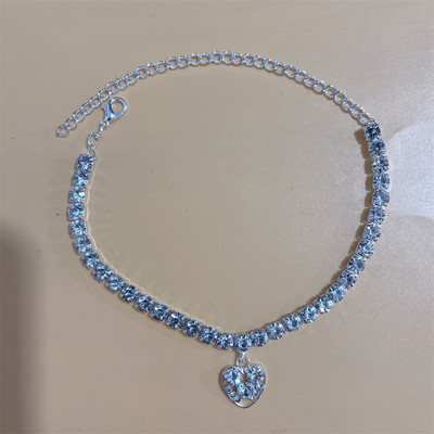 2023 noua moda de culoare argintie elastica 1 randuri bratara glezna lant glezna strasuri bijuterii pentru picioare cristal sandale accesorii