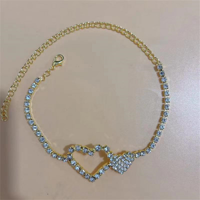 2023 noua moda de culoare argintie elastica 1 randuri bratara glezna lant glezna strasuri bijuterii pentru picioare cristal sandale accesorii