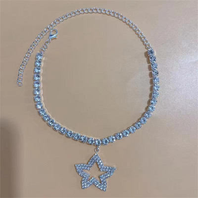 2023 noua moda de culoare argintie elastica 1 randuri bratara glezna lant glezna strasuri bijuterii pentru picioare cristal sandale accesorii