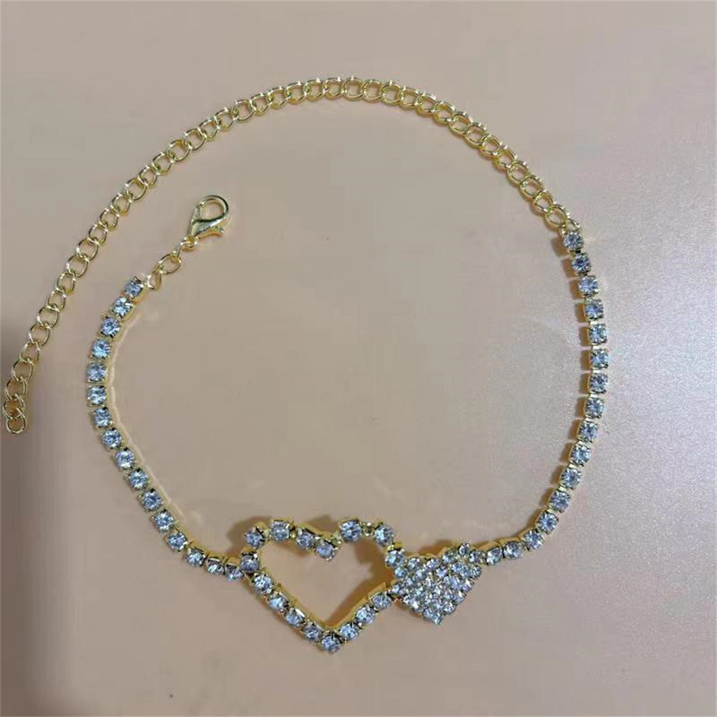 2023 noua moda de culoare argintie elastica 1 randuri bratara glezna lant glezna strasuri bijuterii pentru picioare cristal sandale accesorii