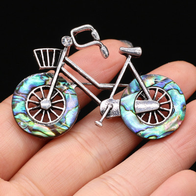 Broșă pentru femei, coajă naturală, în formă de bicicletă, broșă cu pandantiv pentru fabricarea de bijuterii, bricolaj, colier, brățară, haine, cămăși, accesoriu