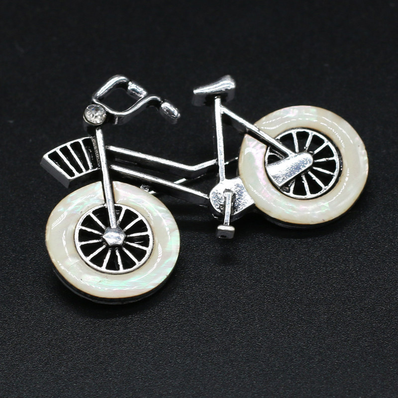 Broșă pentru femei, coajă naturală, în formă de bicicletă, broșă cu pandantiv pentru fabricarea de bijuterii, bricolaj, colier, brățară, haine, cămăși, accesoriu