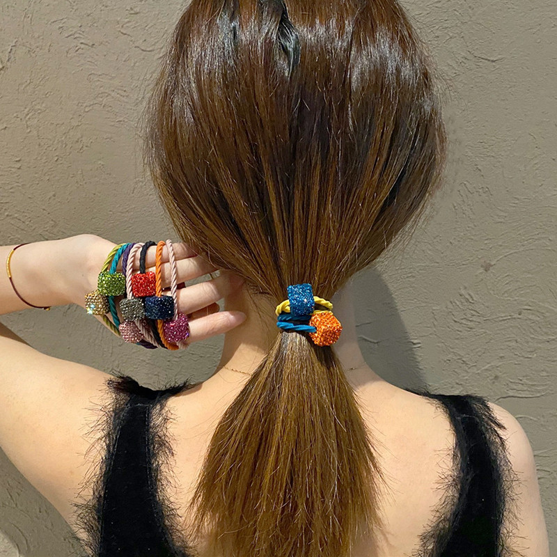 Svjetlucavi vještački dijamant Uže za kosu Dodaci za kosu za žene Djevojke Kravate Škrutle Držač Ins Ring Jednostavne gumene elastične trake za kosu