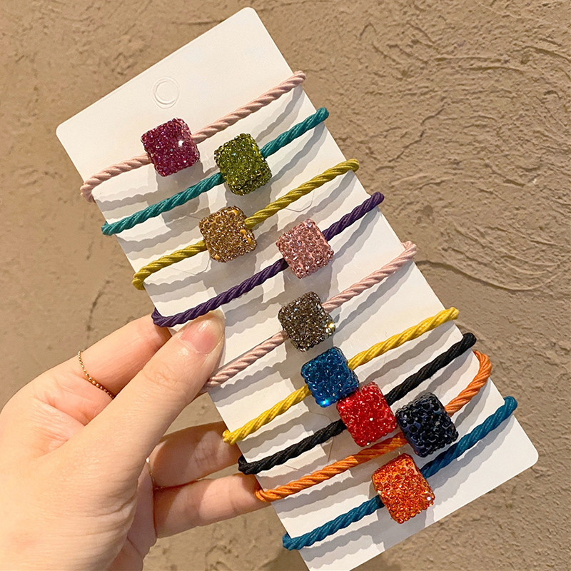Svjetlucavi vještački dijamant Uže za kosu Dodaci za kosu za žene Djevojke Kravate Škrutle Držač Ins Ring Jednostavne gumene elastične trake za kosu