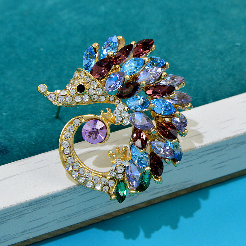 CINDY XIANG Slatki broš u obliku ježa, modni broševi sa kamenčićima za žene, kristalni životinjski nakit, smiješni dodaci za zimski dizajn