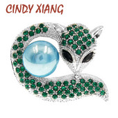 CINDY XIANG Novi broš životinjska lisica Svijetli vještački dijamant Veliki simulirani biserni odjevni dodaci Damski broš Pokloni Dodaci za zabavu