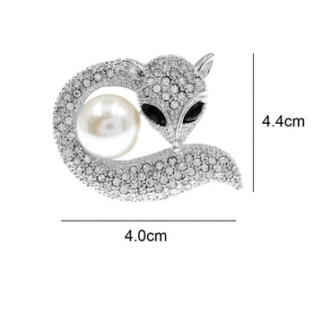 CINDY XIANG New Animal Fox Brooch Bright Rhinestone Big Simulated Pearl Аксесоари за облекло Дамска брошка Подаръци Парти аксесоари