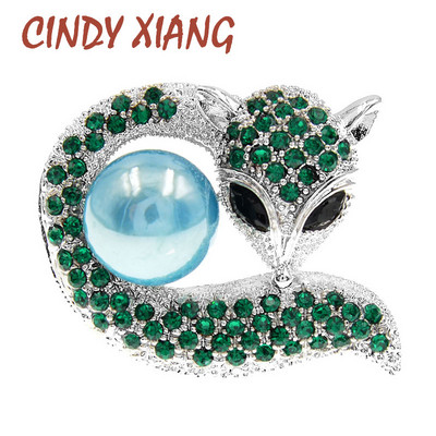 CINDY XIANG Új állati róka bross fényes strasszos nagy szimulált gyöngy ruházati kiegészítők női bross ajándékok parti kiegészítők