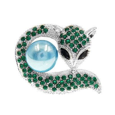 CINDY XIANG Novi broš životinjska lisica Svijetli vještački dijamant Veliki simulirani biserni odjevni dodaci Damski broš Pokloni Dodaci za zabavu