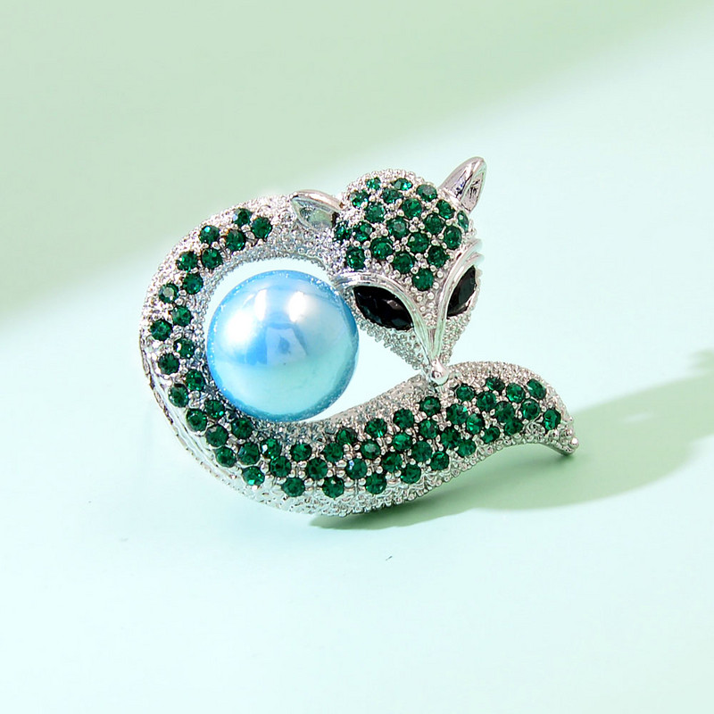 CINDY XIANG Novi broš životinjska lisica Svijetli vještački dijamant Veliki simulirani biserni odjevni dodaci Damski broš Pokloni Dodaci za zabavu