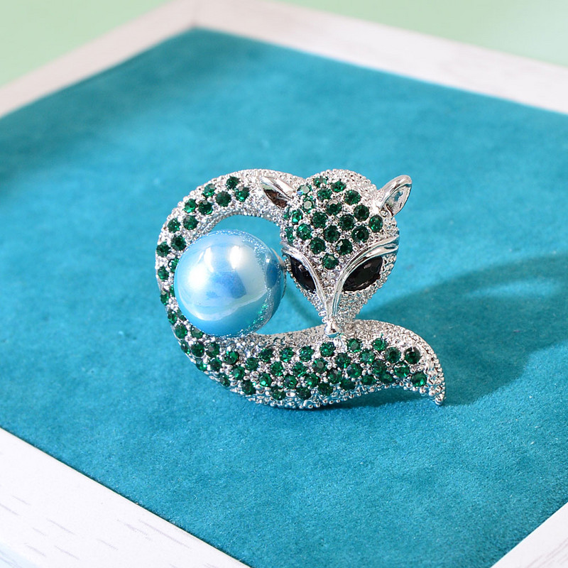 CINDY XIANG Novi broš životinjska lisica Svijetli vještački dijamant Veliki simulirani biserni odjevni dodaci Damski broš Pokloni Dodaci za zabavu