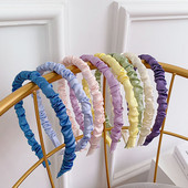 Benzite de păr din țesătură satinată pentru femei Accesorii pentru păr Bandă de designer Cercete de culoare pură Fundă Bentiță de nuntă pentru fete Benzi Lolita Clip