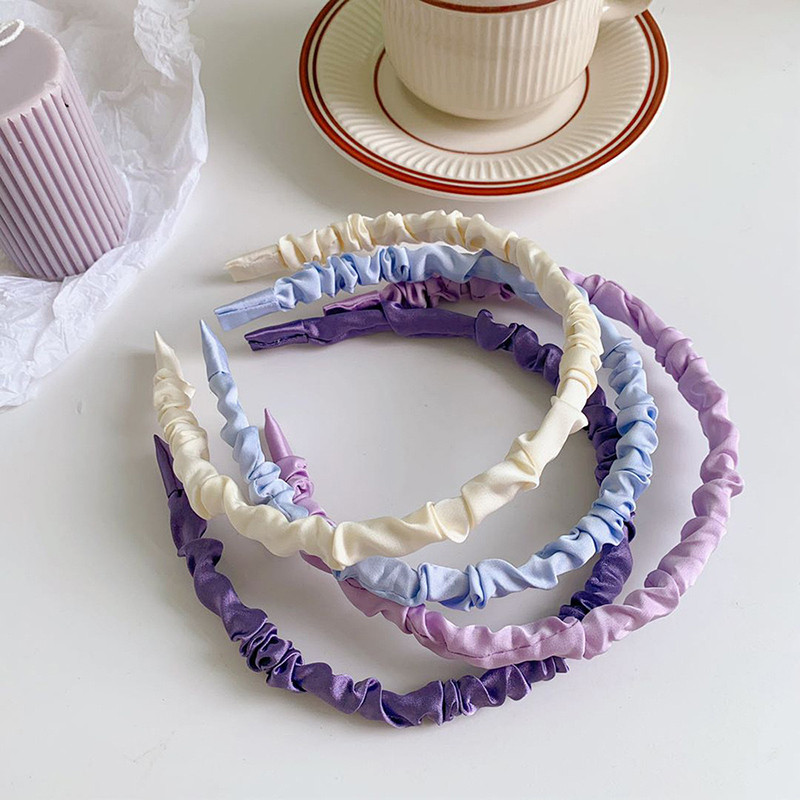 Benzite de păr din țesătură satinată pentru femei Accesorii pentru păr Bandă de designer Cercete de culoare pură Fundă Bentiță de nuntă pentru fete Benzi Lolita Clip