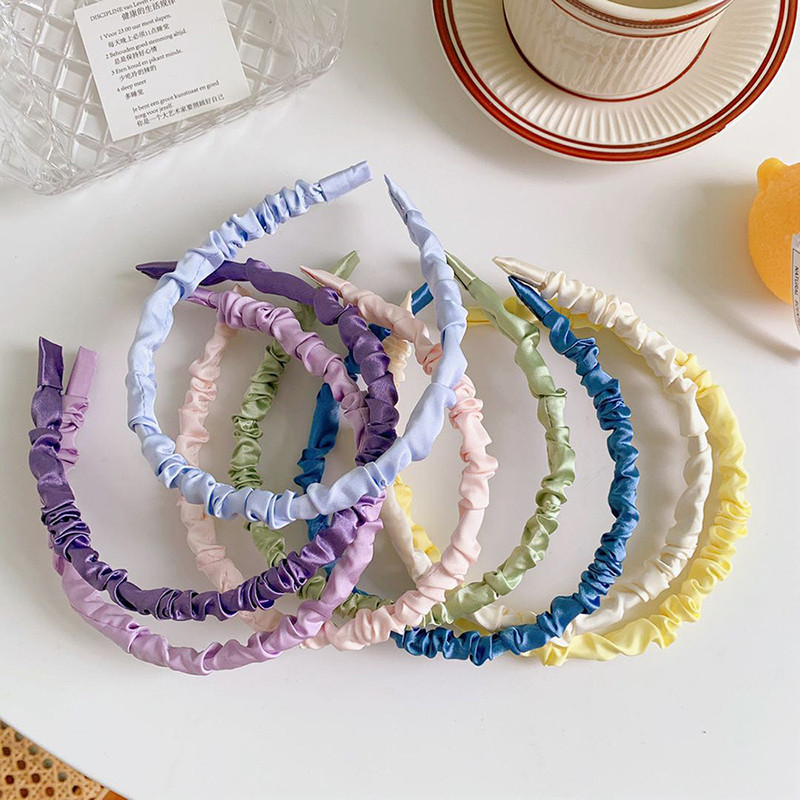 Benzite de păr din țesătură satinată pentru femei Accesorii pentru păr Bandă de designer Cercete de culoare pură Fundă Bentiță de nuntă pentru fete Benzi Lolita Clip