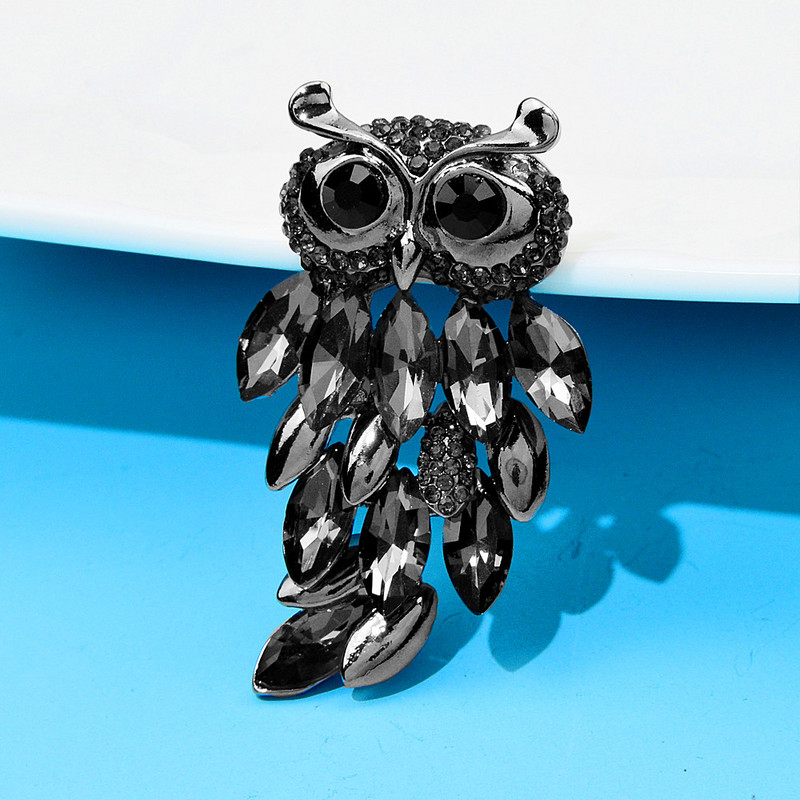 CINDY XIANG Broșe de bufniță cu strasuri pentru femei, pin de modă pentru animale, 2 culori disponibile, haină, pulover, bijuterii, de înaltă calitate, nou 2022