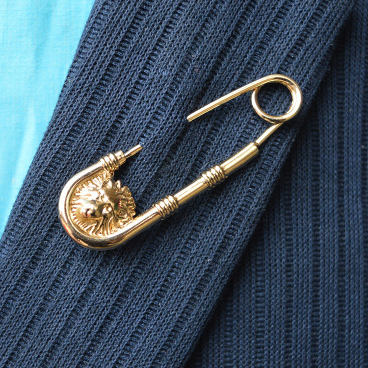 Artefact de închidere în talie, aliaj de modă, broșă cu cap de leu, temperament, pin, imitație, broșă U, îmbrăcăminte de personalitate