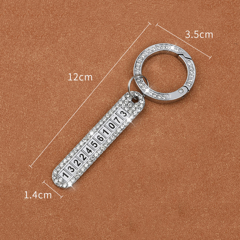 Femei, anti-pierderea numărului de telefon, breloc de mașină, pandantiv, breloc de cristal pentru vehicule pentru autovehicul, card cu număr de telefon mobil, breloc, dropshipping