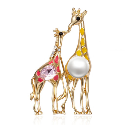 RINHOO Broșe cu email rafinat cu girafă de Crăciun elan pentru femei, broșă drăguț cu cerb, bijuterii de modă, cadouri de Crăciun