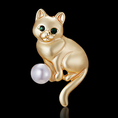 RINHOO drăguț de culoare aurie vopsea email vopsea pisici broșe pentru femei perla animale broșă pin design moda petrecere ocazional bijuterii cadouri