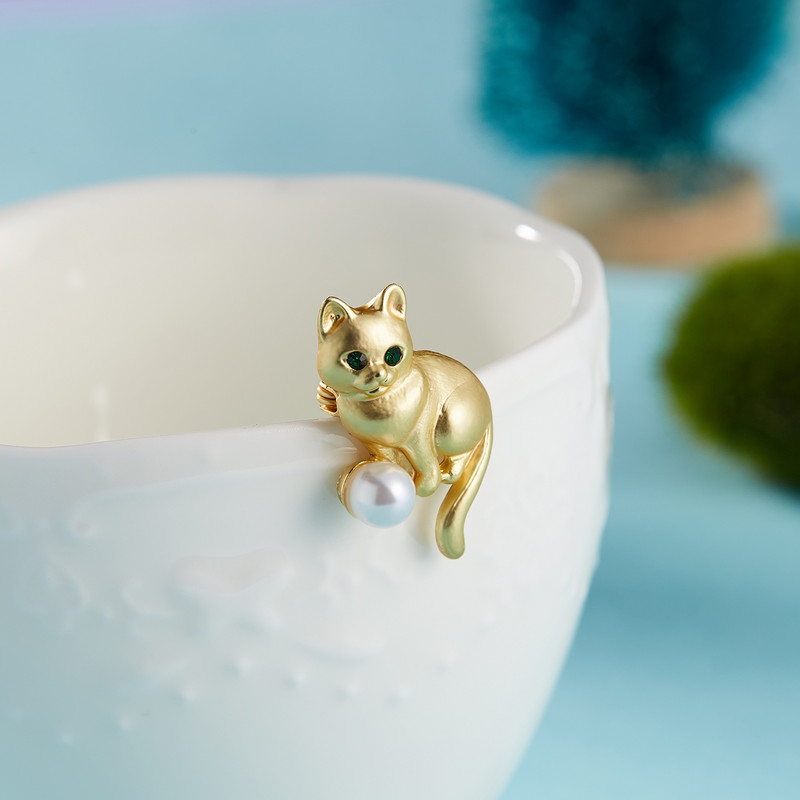 RINHOO drăguț de culoare aurie vopsea email vopsea pisici broșe pentru femei perla animale broșă pin design moda petrecere ocazional bijuterii cadouri