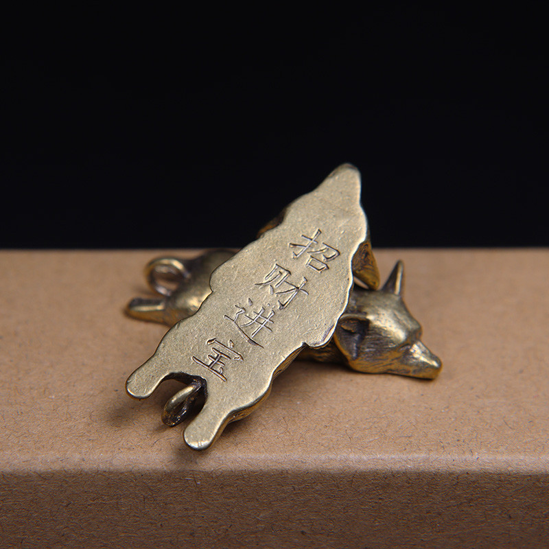 Alamă pură drăguț câine Corgi breloc pandantiv vintage metal cupru zodaic animal dormit cățeluș figurine breloc agățat bijuterii