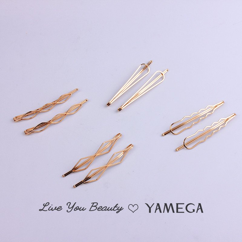 2 db/Pár Női Hajcsat Hajtűk Arany Fém Barrettes Bobby Pins Hajfogantyú Fejdísz Hajcsat Hajkiegészítők Styling Tool
