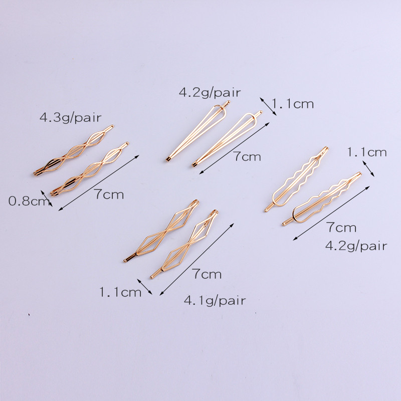 2 db/Pár Női Hajcsat Hajtűk Arany Fém Barrettes Bobby Pins Hajfogantyú Fejdísz Hajcsat Hajkiegészítők Styling Tool