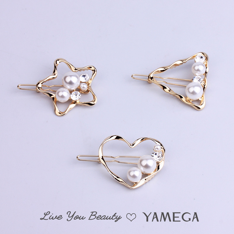 Acele de păr noi, accesorii de păr, bijuterii, stea de nuntă, inimă, triunghi geometric, agrafe de păr de aur, ace pentru căciulă pentru femei, fete