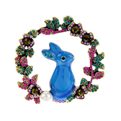 CINDY XIANG Broșe mari, drăguț, iepure pentru femei, cu stras, cu flori de email, pentru animale, 2 culori disponibile, bijuterii frumoase