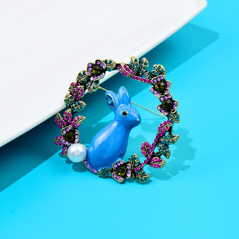 CINDY XIANG Broșe mari, drăguț, iepure pentru femei, cu stras, cu flori de email, pentru animale, 2 culori disponibile, bijuterii frumoase