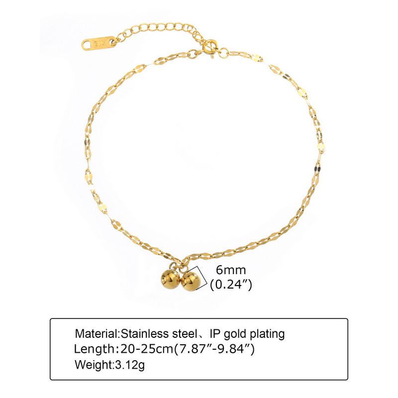 Bratara de glezna cu lant din dantela pentru femei, pandantiv cu bile de vara, bratara de glezna, bijuterii reglabile pentru picioare din otel inoxidabil