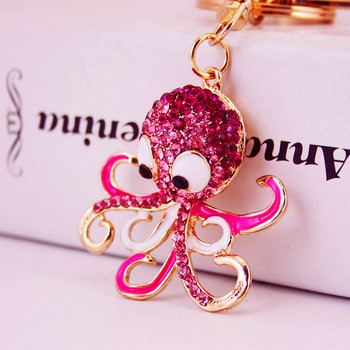 Creative Marine Animals Series Rhinestone Keychain Mermaid Little Turtle Dolphin Octopus Keychain Θηλυκή τσάντα μενταγιόν μεταλλικό