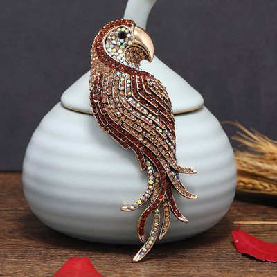 Broșă de papagal cu strass colorat Morkopela pentru femei, broșă de păsări, email, de epocă, bijuterii, accesorii pentru ace de haine