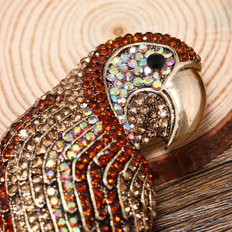Broșă de papagal cu strass colorat Morkopela pentru femei, broșă de păsări, email, de epocă, bijuterii, accesorii pentru ace de haine