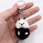 Blănuță adevărată și păr de nurcă Panda roșu breloc geantă Pandantiv Creativ drăguț panda roșu Accesorii pentru geanta telefon mobil
