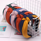 Benzi de păr înnodate din țesătură de culoare dublă la modă Accesorii de păr pentru femei Benzi pentru cap pentru machiaj lat pentru sport Bentita pentru spălarea feței cu ridicata