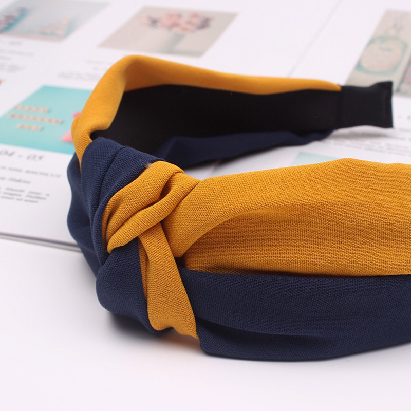 Benzi de păr înnodate din țesătură de culoare dublă la modă Accesorii de păr pentru femei Benzi pentru cap pentru machiaj lat pentru sport Bentita pentru spălarea feței cu ridicata